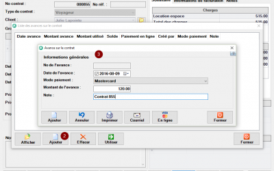 Ajouter une avance sur un contrat